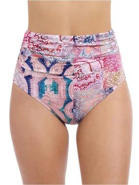 NWT Gottex High-Waist Paisley Bikini Bottom in Pink and Blue